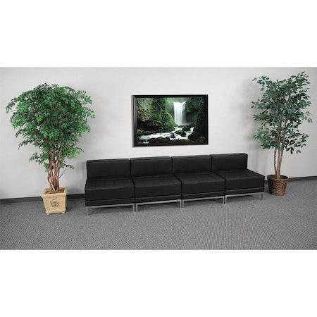 Flash Furniture HERCULES Imagination Series Black LeatherSoft Lounge Set with Ganging Clips, 4 Pieces ZB-IMAG-MIDCH-4-GG