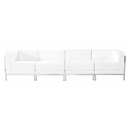 Flash Furniture HERCULES Imagination Series Melrose White LeatherSoft 4 Piece Lounge Set with Ganging Clips ZB-IMAG-SET8-WH-GG