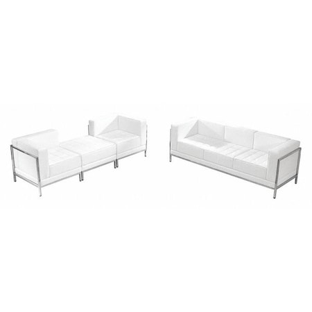 Flash Furniture 4 pcs. White Leather Reception Set, Imagination Series ZB-IMAG-SET15-WH-GG