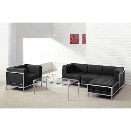 Flash Furniture HERCULES Imagination Series Black LeatherSoft Sectional & Chair with Ganging Clips, 5 Pieces ZB-IMAG-SET12-GG