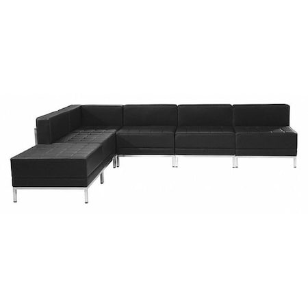 Flash Furniture 6 pcs. Living Room Set, 28-1/2", 84-1/2" x 27-1/2", Upholstery Color: Black ZB-IMAG-SECT-SET10-GG