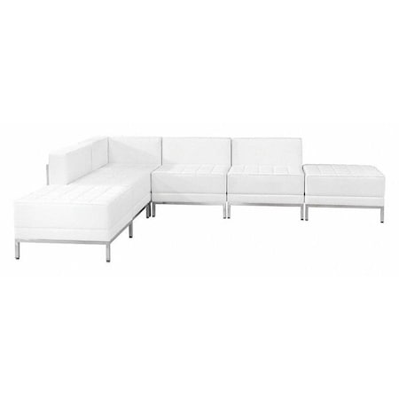 Flash Furniture 6 pcs. Living Room Set, 28-3/4", 84-1/2" x 27-1/2", Upholstery Color: White ZB-IMAG-SECT-SET8-WH-GG