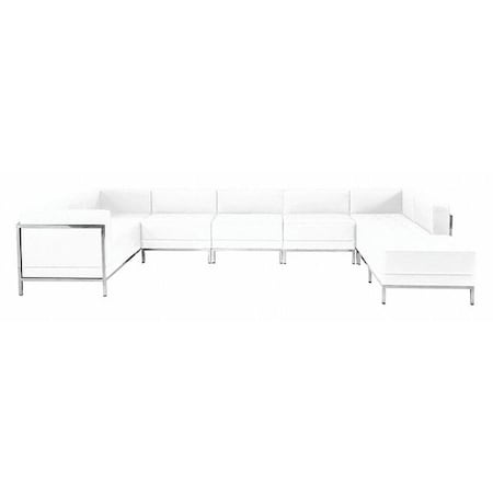 Flash Furniture 7 pcs. Living Room Set, 79" to 84-1/2" x 27-1/4", Upholstery Color: White ZB-IMAG-U-SECT-SET4-WH-GG
