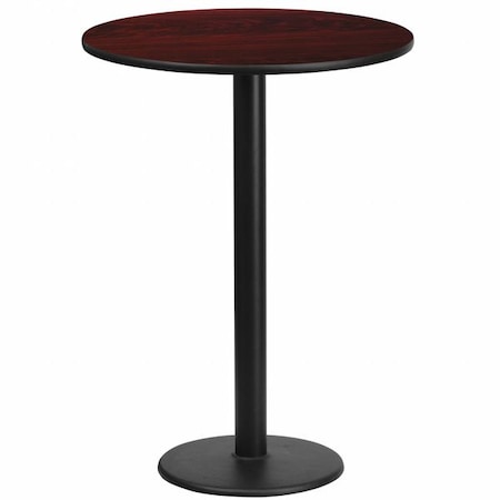 Flash Furniture Round Mahogany Laminate Table w/Rnd Base, 24", Laminate Top, Wood Grain XU-RD-24-MAHTB-TR18B-GG