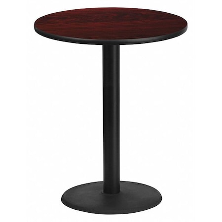 Flash Furniture Round Mahogany Laminate Table w/Rnd Base, 36", Laminate Top, Wood Grain XU-RD-36-MAHTB-TR24B-GG