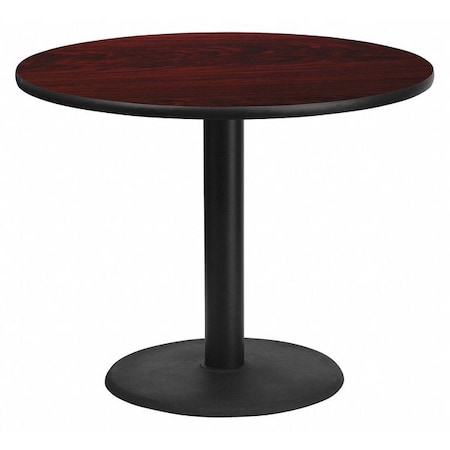 Flash Furniture Round Mahogany Laminate Table w/Rnd Base, 36", Laminate Top, Wood Grain XU-RD-36-MAHTB-TR24-GG