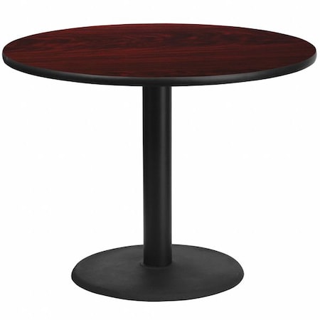Flash Furniture Round Mahogany Laminate Table w/Rnd Base, 42", Laminate Top, Wood Grain XU-RD-42-MAHTB-TR24-GG