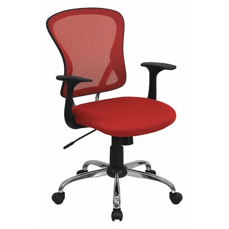 Flash Furniture Task Chair, 18" to 22", Fixed Arms, Red H-8369F-RED-GG