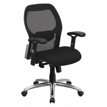 Flash Furniture Contemporary Chair Mid-Back Exec Mesh Chair, Black, Adjustable Arms, 17-3/4" to 21" Height, Mesh LF-W42-GG