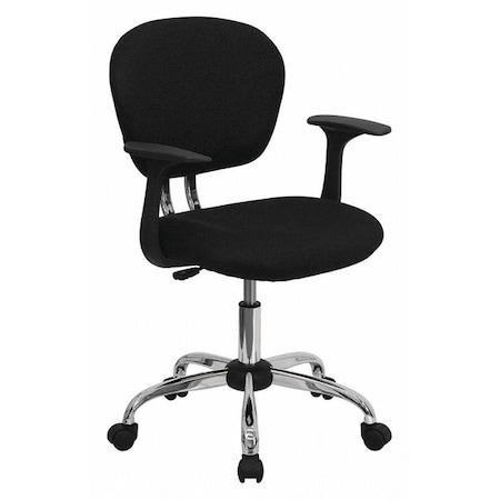 Flash Furniture Task Chair, 17-1/4" to 21", Fixed Arms, Black H-2376-F-BK-ARMS-GG