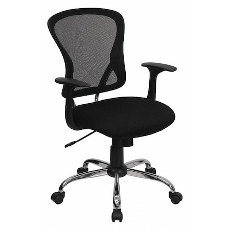 Flash Furniture Task Chair, 18" to 22", Fixed Arms, Black H-8369F-BLK-GG