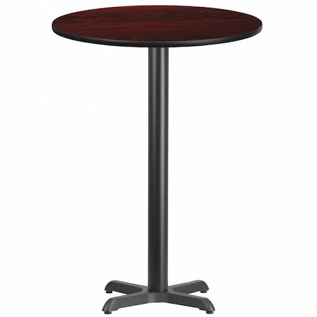 Flash Furniture Round Mahogany Laminate Table w/Rnd Base, 30", Laminate Top, Wood Grain XU-RD-30-MAHTB-T2222B-GG