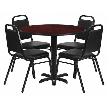 Flash Furniture Round Table Set, Laminate, Wood Grain HDBF1002-GG