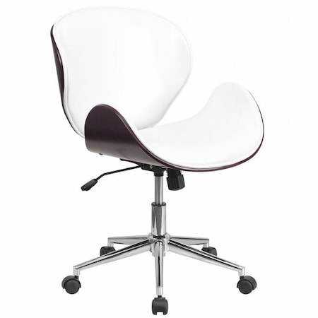 Flash Furniture Contemporary Conference Office Chair, White Back, 21-1/2 in W 26" L 32" H, Leather Seat SD-SDM-2240-5-MAH-WH-GG
