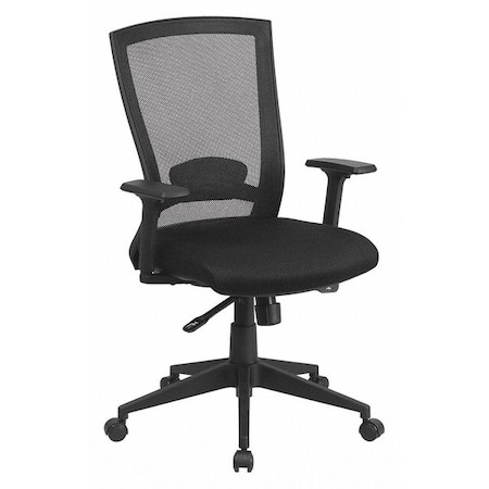 Flash Furniture Contemporary Chair Mid-Back Exec Chair, Black, Adjustable Arms, 17-1/2" to 20-1/2" Height, Mesh HL-0004K-GG