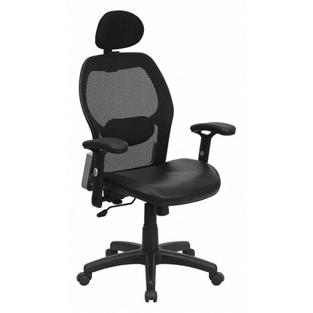 Flash Furniture Mid-Back Exec Leather Chair, Black LF-W42B-L-HR-GG