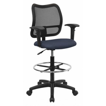 Flash Furniture Drafting Chair Mesh Draft Chair w/Arms, Navy, Adjustable Arms, 23" to 28" Height, Fabric, Navy Blue WL-A277-NVY-AD-GG