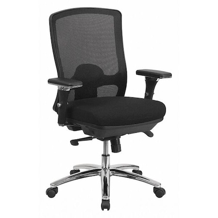 Flash Furniture Contemporary Chair Mid-Back, 24/7 Use, 350 lb. Capacity, Black, Adjustable Arms, 20-1/2" to 24" Height LQ-2-BK-GG