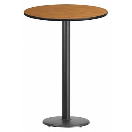 Flash Furniture Round Natural Laminate Table, 30" W, 30" L, 43.125" H, Laminate Top, Wood Grain XU-RD-30-NATTB-TR18B-GG