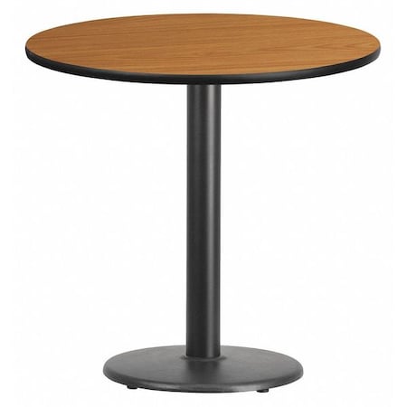 Flash Furniture Round Natural Laminate Table, 30" W, 30" L, 31.125" H, Laminate Top, Wood Grain XU-RD-30-NATTB-TR18-GG