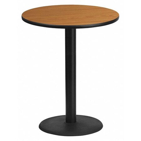 Flash Furniture Round Natural Laminate Table, Laminate Top, Wood Grain XU-RD-36-NATTB-TR24B-GG