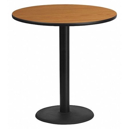 Flash Furniture Round Natural Laminate Table, Laminate Top, Wood Grain XU-RD-42-NATTB-TR24B-GG