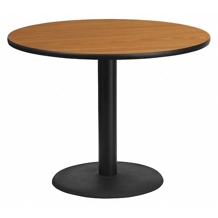 Flash Furniture Round Natural Laminate Table, 42" W, 42" L, 31.125" H, Laminate Top, Wood Grain XU-RD-42-NATTB-TR24-GG