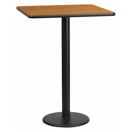 Flash Furniture Square Natural Laminate Table, 30" W, 30" L, 43.125" H, Laminate Top, Wood Grain XU-NATTB-3030-TR18B-GG