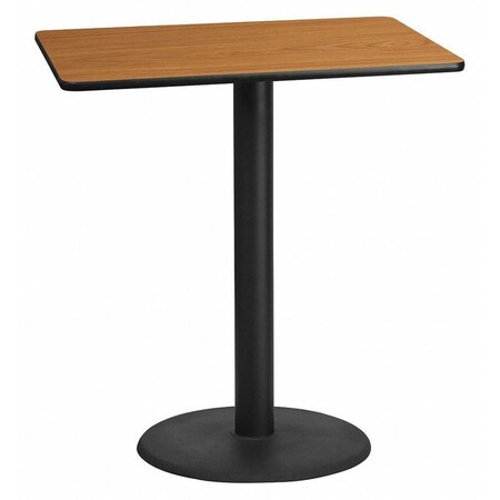 Flash Furniture Rectangle Ntural Lam Table, Rect w/Rnd Base, 30"x42", 30" W, 42" L, 43.125" H, Laminate Top XU-NATTB-3042-TR24B-GG