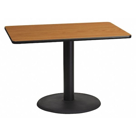 Flash Furniture Rectangle Ntural Lam Table, Rect w/Rnd Base, 30"x42", Laminate Top, Wood Grain XU-NATTB-3042-TR24-GG