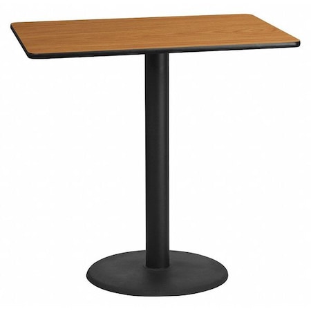 Flash Furniture Rectangle Ntural Lam Table, Rect w/Rnd Base, 30"x48", Laminate Top, Wood Grain XU-NATTB-3048-TR24B-GG