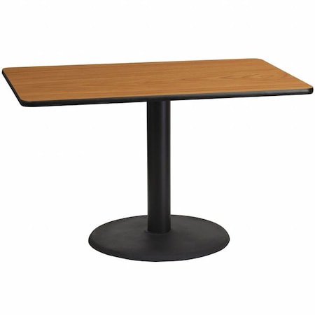 Flash Furniture Rectangle Ntural Lam Table, Rect w/Rnd Base, 30"x48", Laminate Top, Wood Grain XU-NATTB-3048-TR24-GG
