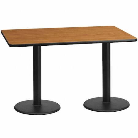Flash Furniture Rectangle Natr Lam Table, Rctngl w/Rnd Base, 30"x60", Laminate Top, Wood Grain XU-NATTB-3060-TR18-GG
