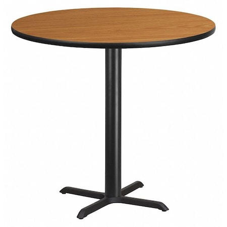Flash Furniture Round Natural Laminate Table, 42" W, 42" L, 43.125" H, Laminate Top, Wood Grain XU-RD-42-NATTB-T3333B-GG
