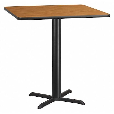 Flash Furniture Square Natural Laminate Table, 42" W, 42" L, 43.125" H, Laminate Top, Wood Grain XU-NATTB-4242-T3333B-GG