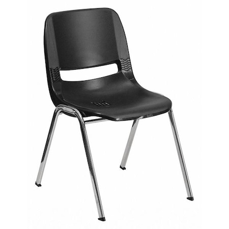 Flash Furniture Stack Chair, Plastic, Black, 18" H RUT-18-BK-CHR-GG