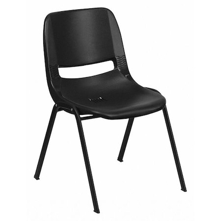 Flash Furniture Stack Chair, Plastic, Black, 32" H RUT-EO1-BK-GG