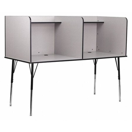 Flash Furniture Double Wide Study Carrel, Nebule Grey MT-M6222-GRY-DBL-GG