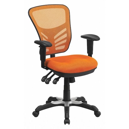 Flash Furniture Contemporary Chair Mid-Back Exec Chair, Orange, Adjustable Arms, 18" to 23" Height, Mesh, Orange HL-0001-OR-GG