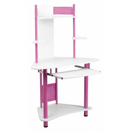 Flash Furniture Computer Desk Corner Computer Desk w/Hutch, Pink, 24" D X 57" H, 39" W X Laminate, Pink and White NAN-JN-2705-PK-GG