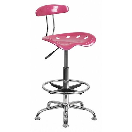 Flash Furniture Vibrant Pink and Chrome Drafting Stool with Tractor Seat LF-215-PINK-GG