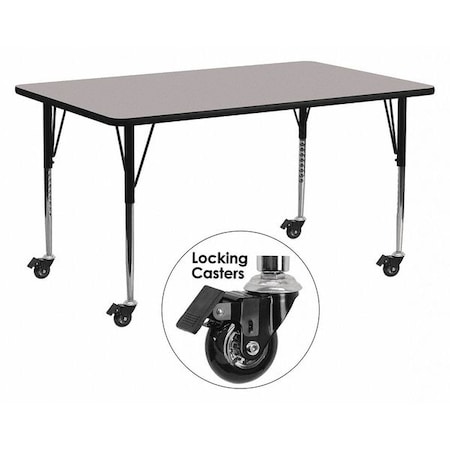 Flash Furniture Rectangle Activity Table, Laminate, Grey XU-A3072-REC-GY-H-A-CAS-GG
