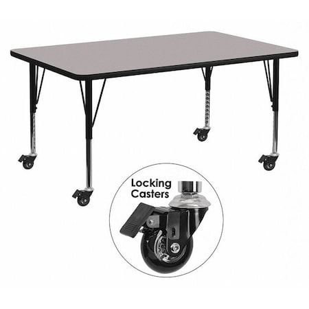 Flash Furniture Rectangle Activity Table, Laminate, Grey XU-A2460-REC-GY-H-P-CAS-GG