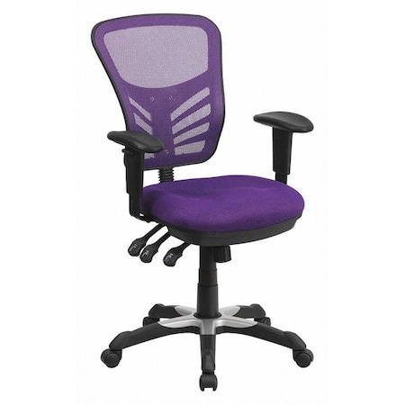 Flash Furniture Contemporary Chair Mid-Back Task Chair, Adj. Arms, Purple, Adjustable Arms, 18" to 23" Height, Mesh HL-0001-PUR-GG
