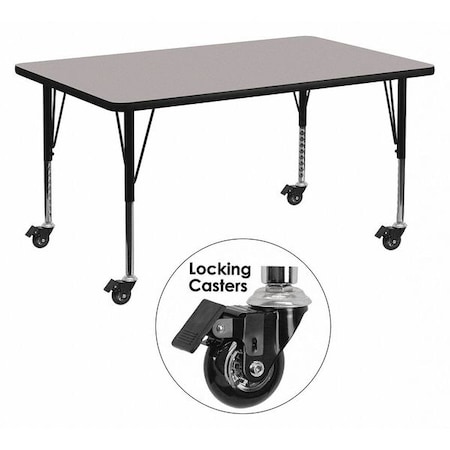 Flash Furniture Rectangle Activity Table, 24" W, 48" L, 25.5" H, Laminate, Grey XU-A2448-REC-GY-H-P-CAS-GG