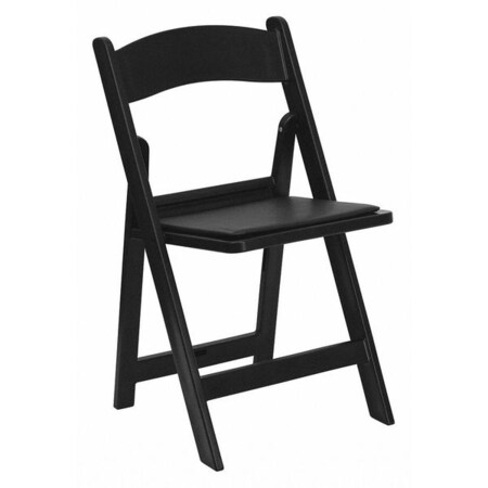 Flash Furniture 1000 Lb Capacity Resin Folding Chair W/Vinyl Padded Seat, Black