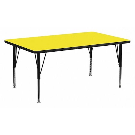 Flash Furniture Rectangle Activity Table, 30" W, 72" L, 25.25" H, Laminate, Yellow XU-A3072-REC-YEL-H-P-GG