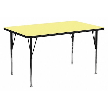 Flash Furniture Rectangle Activity Table, Chrome, Laminate, Particleboard, Steel, Yellow XU-A3072-REC-YEL-T-A-GG