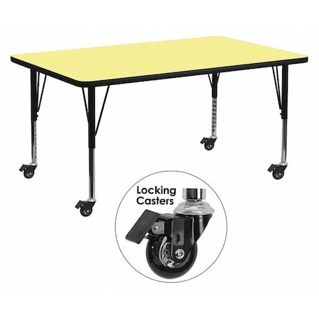 Flash Furniture Rectangle Activity Table, Laminate, Yellow XU-A3072-REC-YEL-T-P-CAS-GG