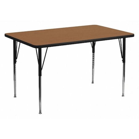 Flash Furniture Rectangle Activity Table, Chrome, Laminate, Particleboard, Steel, Wood Grain XU-A2448-REC-OAK-T-A-GG